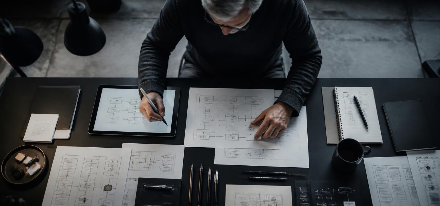 Business systems designer mapping an operational workflow